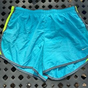 Nike Turquoise Running Shorts with Neon Yellow Trim